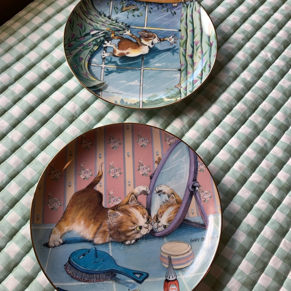 Two Decorative Gary Patterson Cat Plates